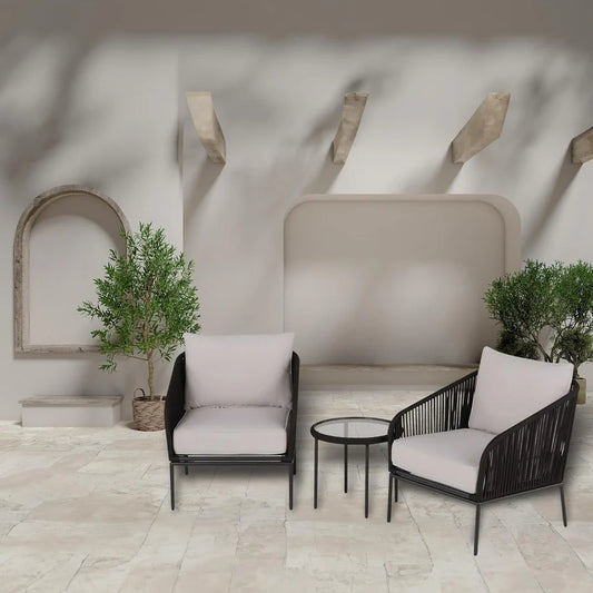 3 PIECE OUTDOOR ROPE BISTRO SET