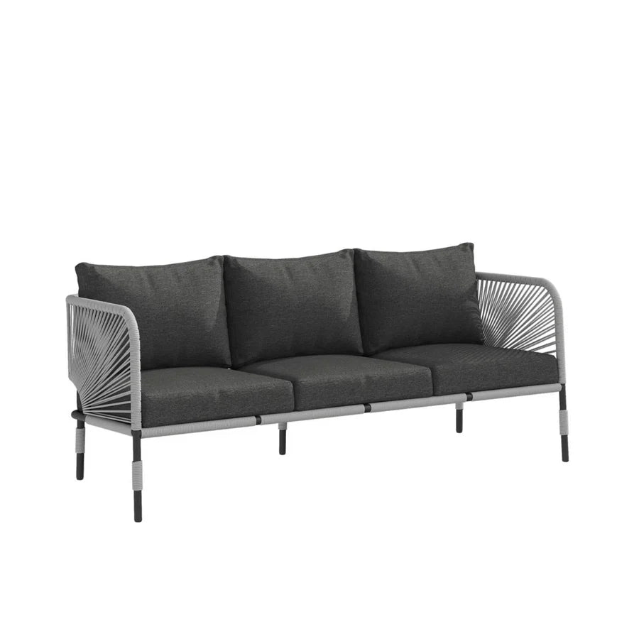 OUTDOOR ROPE 5-SEATER SOFA SET WITH GLASS TOP TABLE