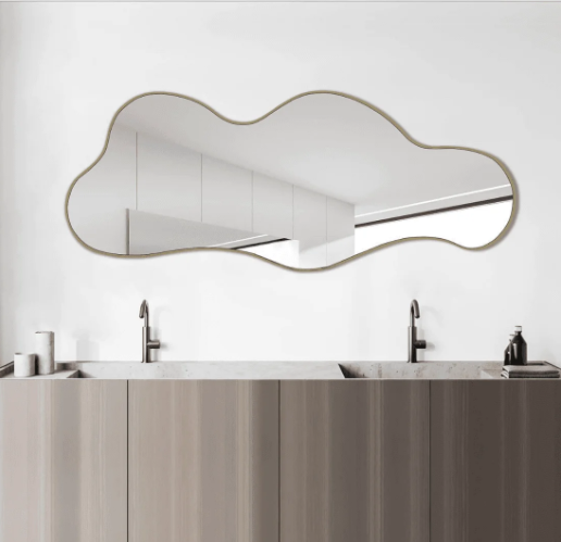 LARGE CLOUD SHAPED WALL MIRROR WITH ANODIZED ALUMINUM FRAME