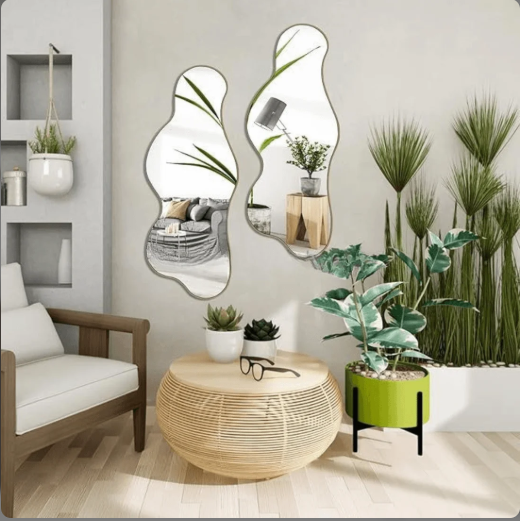LARGE CLOUD SHAPED WALL MIRROR WITH ANODIZED ALUMINUM FRAME