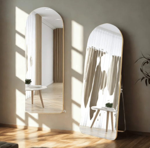 ARCHED FULL LENGTH MIRROR WITH ANODIZED ALUMINUM FRAME