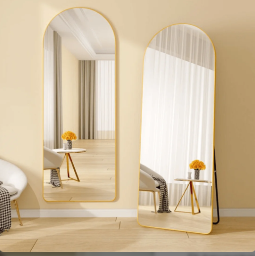 ARCHED FULL LENGTH MIRROR WITH ANODIZED ALUMINUM FRAME