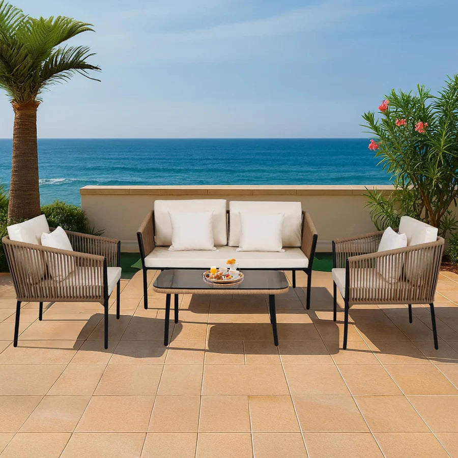 OUTDOOR 4 SEATER ROPE SOFA SET