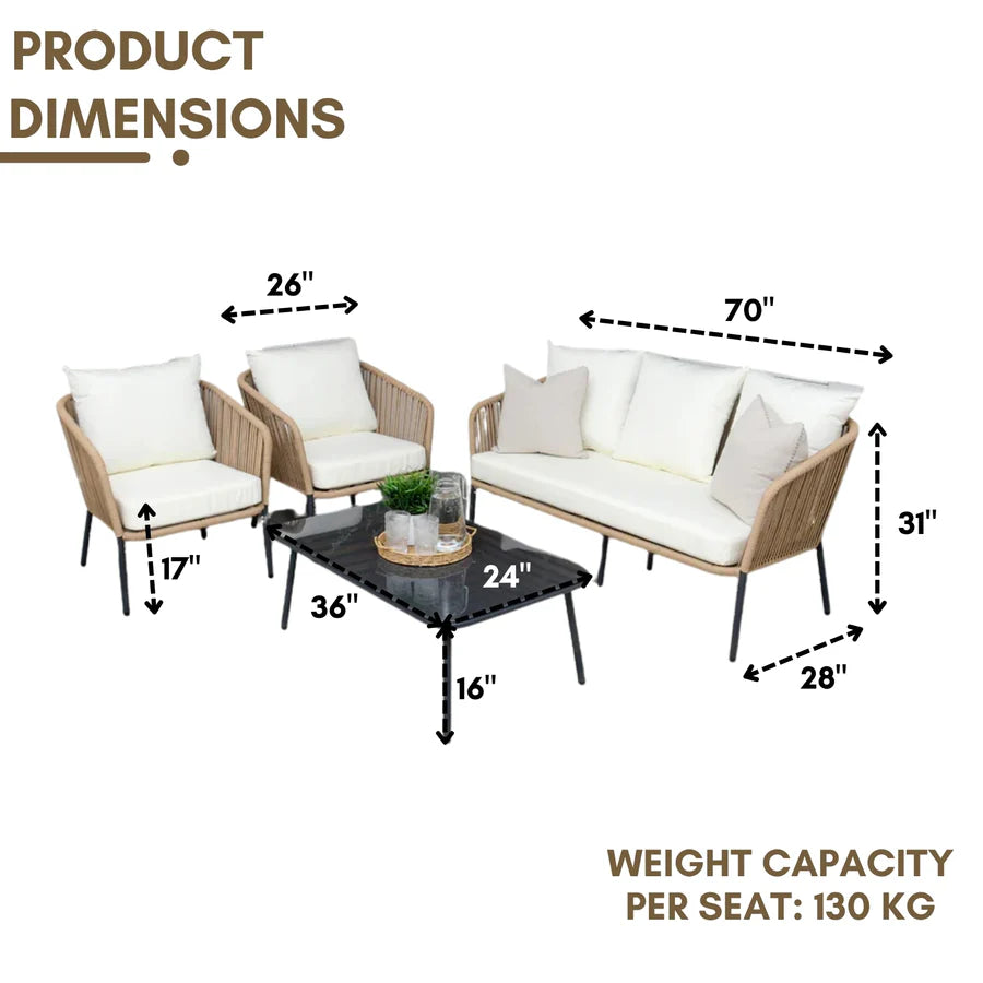5-SEATER OUTDOOR ALL-WEATHER ROPE SOFA SET