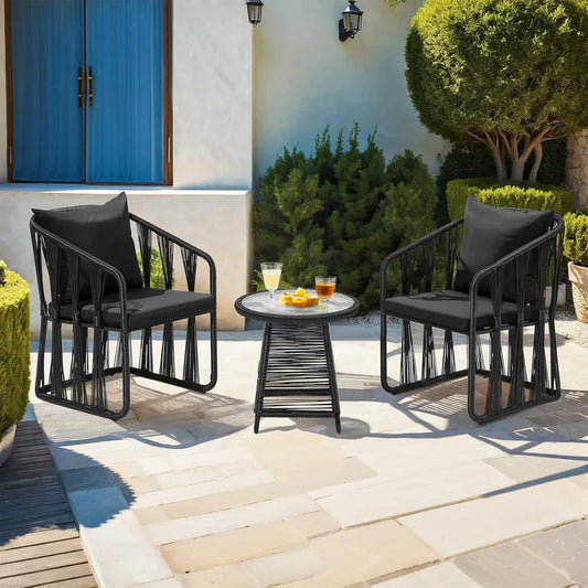 OUTDOOR ROPE 3-PIECE PATIO SET