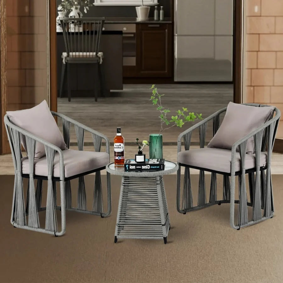 OUTDOOR ROPE 3-PIECE PATIO SET