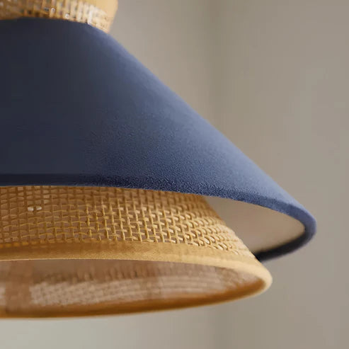 BLUE RATTAN HANGING LAMP