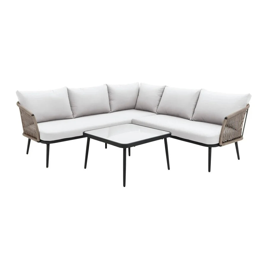 OUTDOOR L-SHAPE ALL WEATHER HANDWOVEN ROPE SOFA SET