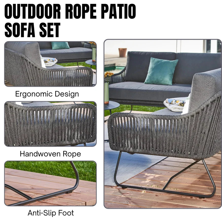 L-SHAPE OUTDOOR ROPE SOFA SET