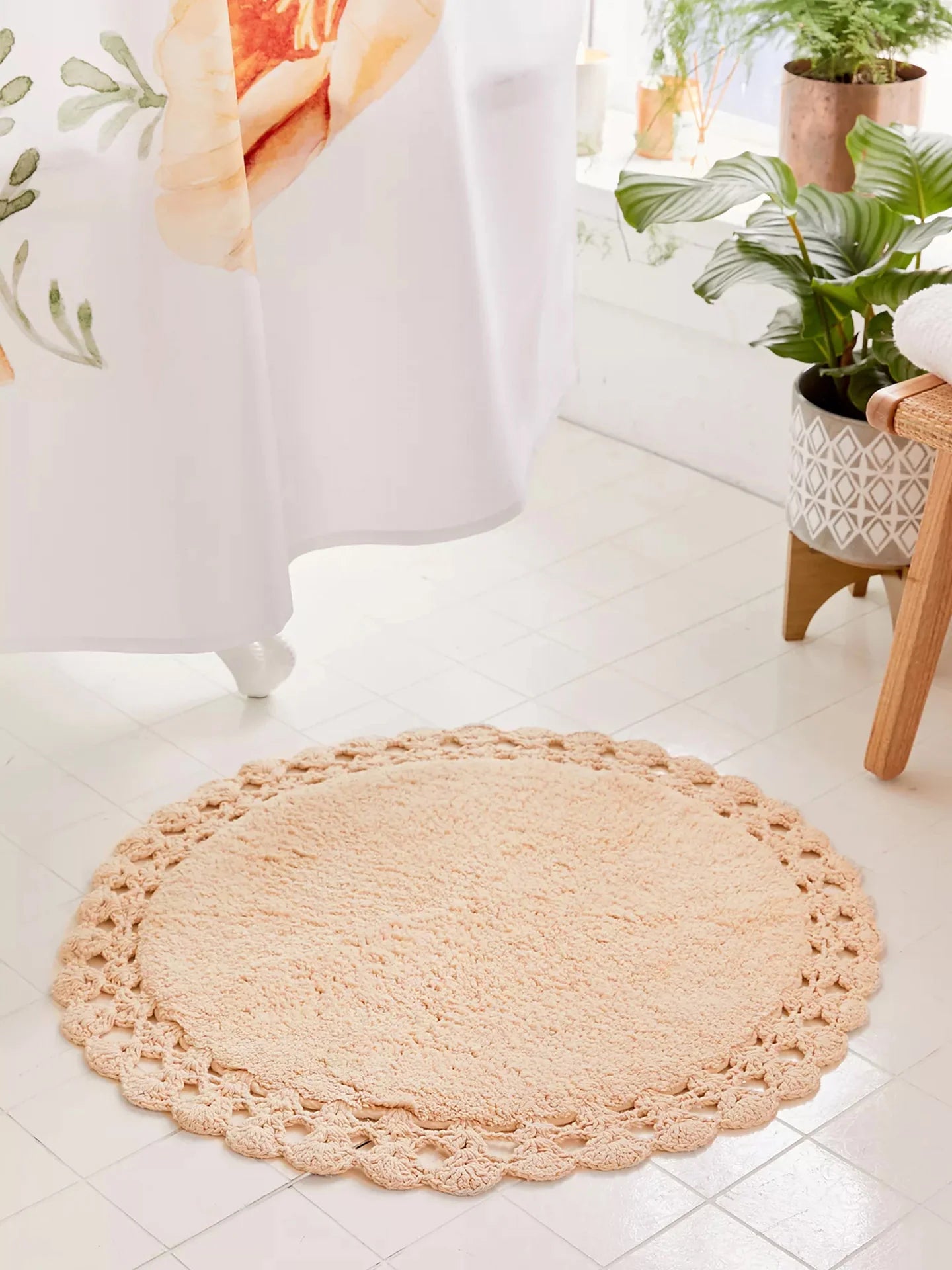 COTTON ROUND BATHTUB MAT