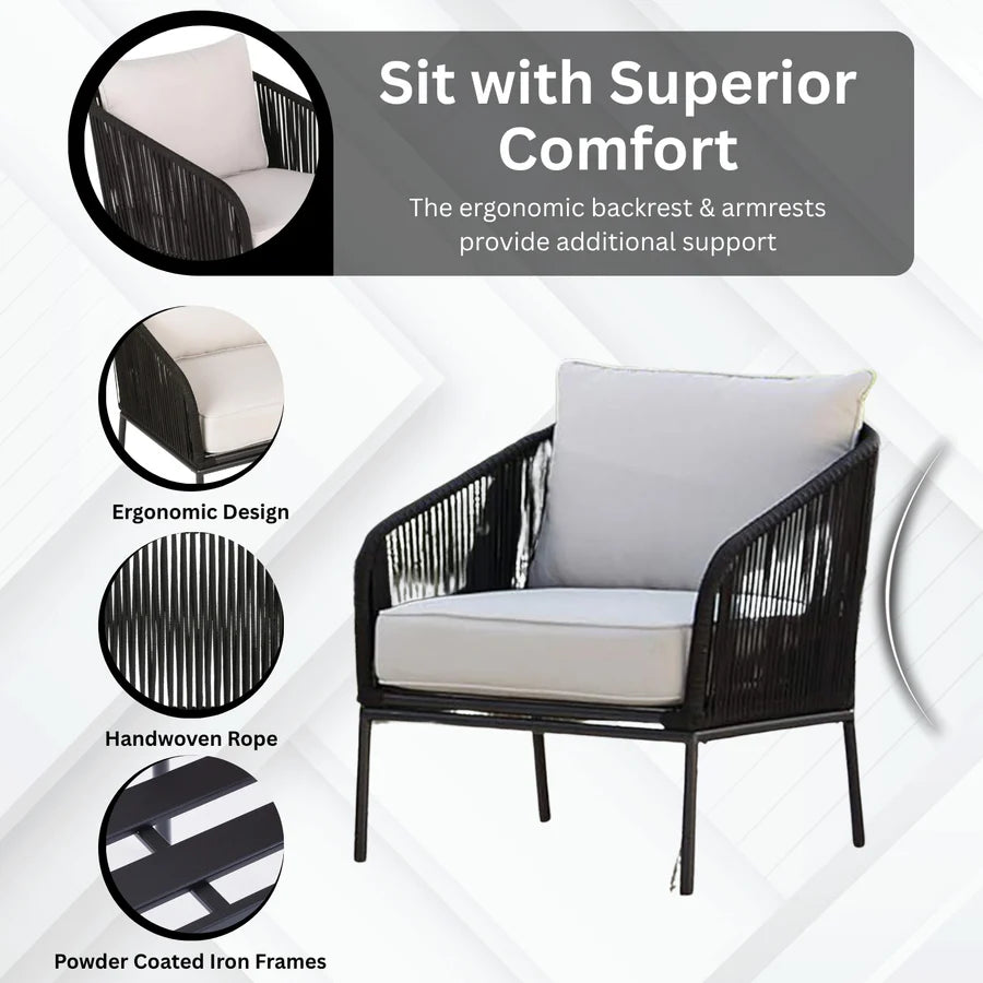 3 PIECE OUTDOOR ROPE BISTRO SET