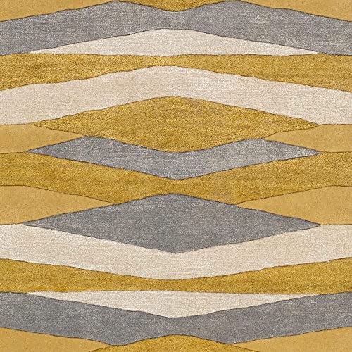 MUSTARD & GREY HAND TUFTED WOOL CARPET