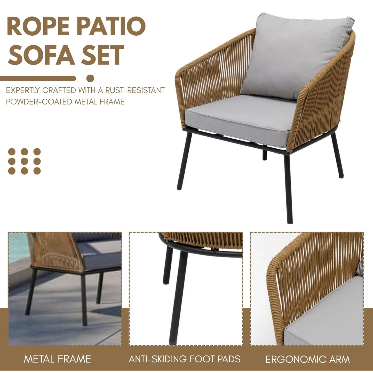 5-SEATER OUTDOOR ALL-WEATHER ROPE SOFA SET