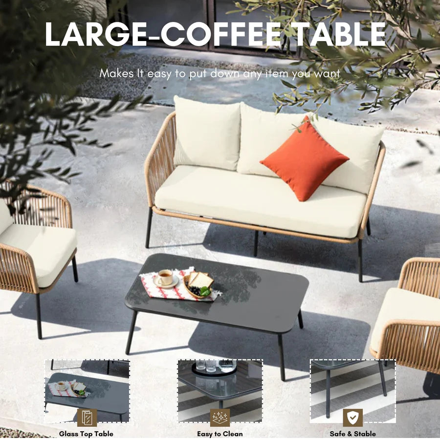 5-SEATER OUTDOOR ALL-WEATHER ROPE SOFA SET