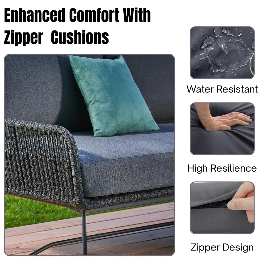 L-SHAPE OUTDOOR ROPE SOFA SET