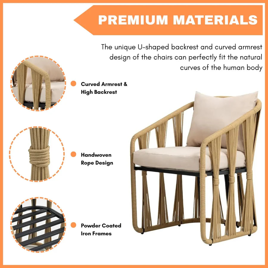 OUTDOOR ROPE 3-PIECE PATIO SET