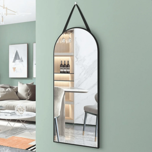 ARCHED FULL LENGTH MIRROR WITH ANODIZED ALUMINUM FRAME