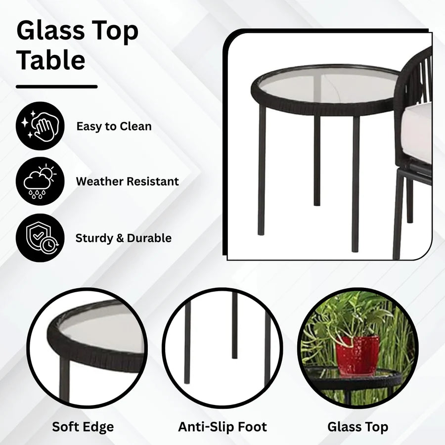 3 PIECE OUTDOOR ROPE BISTRO SET