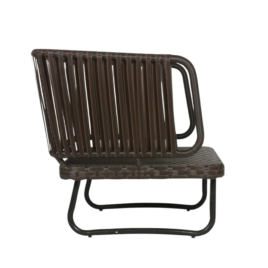 OUTDOOR ROPE 4-PIECE PATIO SOFA SET WITH WICKER TOP TABLE