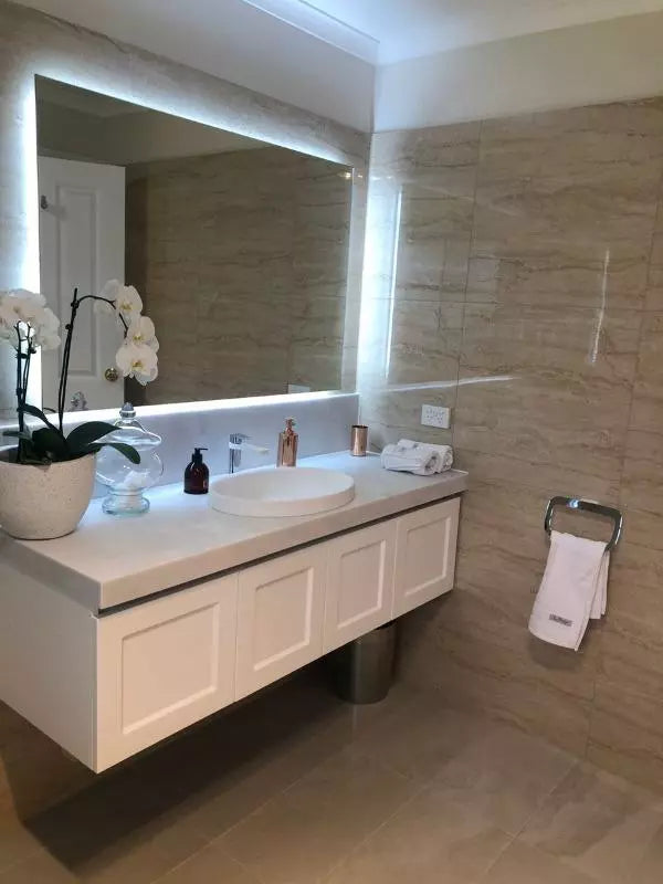 REAR SOFT GLOW BATHROOM MIRROR WITH LED LIGHTS