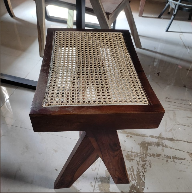 ACACIA / TEAK WOOD CANE STOOL | WOOD CANE STOOL | WOODEN STOOL