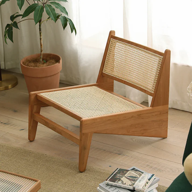 WALNUT RATTAN ACCENT CHAIR