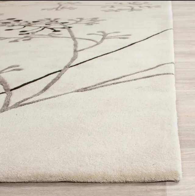 FLORAL IVORY HAND TUFTED WOOL CARPET