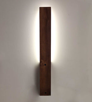 SLIMLINE BROWN WOODEN LED WALL LIGHT