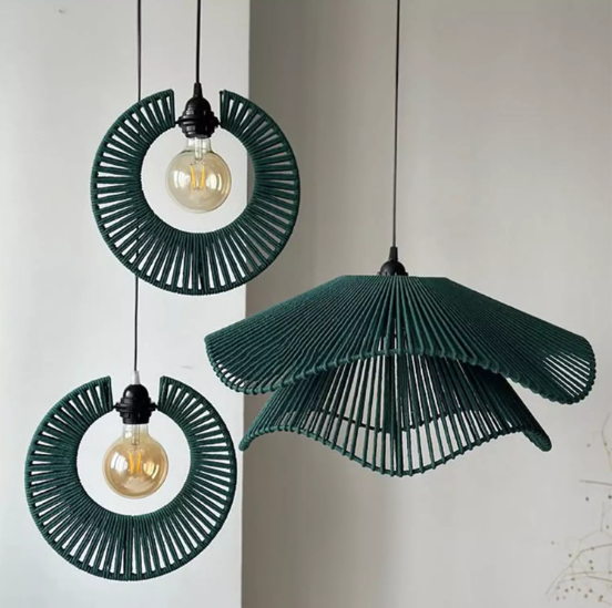 HANDWOVEN COTTON PENDANT LAMP SET