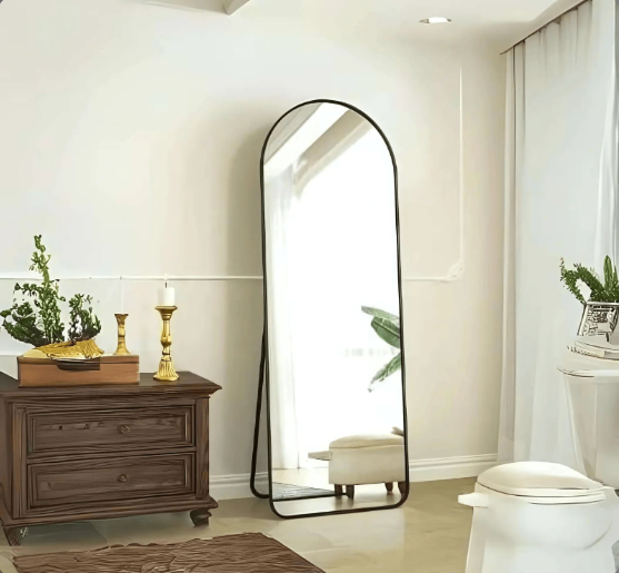 ARCHED FULL LENGTH MIRROR WITH ANODIZED ALUMINUM FRAME