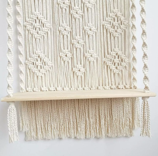BOHEMIAN HANDMADE MACRAME WALL HANGING SHELF PLANTER
