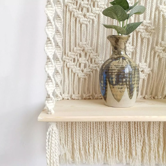 BOHEMIAN HANDMADE MACRAME WALL HANGING SHELF PLANTER