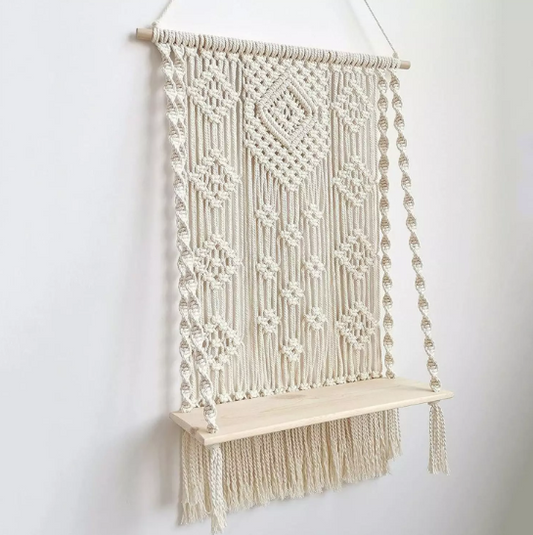 BOHEMIAN HANDMADE MACRAME WALL HANGING SHELF PLANTER