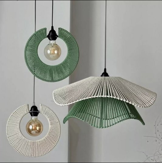 HANDWOVEN COTTON PENDANT LAMP SET