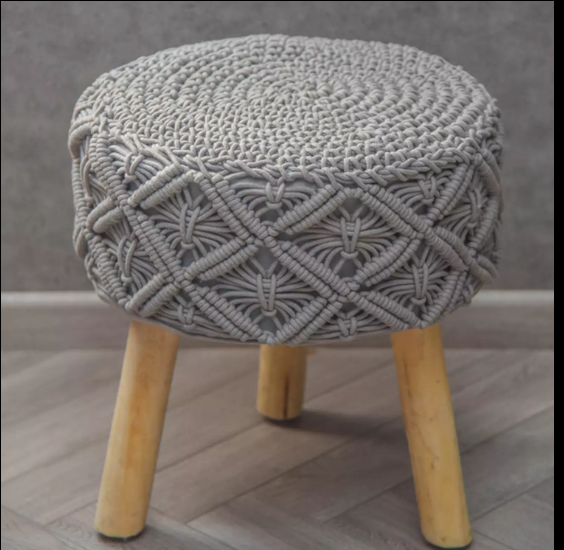 HANDMADE MACRAME OTTOMAN STOOL