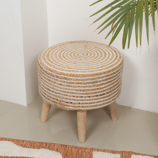 SPIRAL JUTE OTTOMAN STOOLS