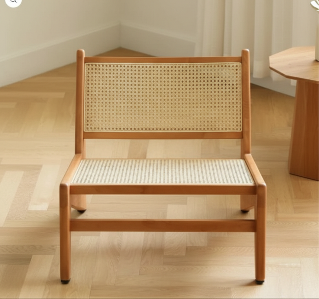 WALNUT RATTAN ACCENT CHAIR