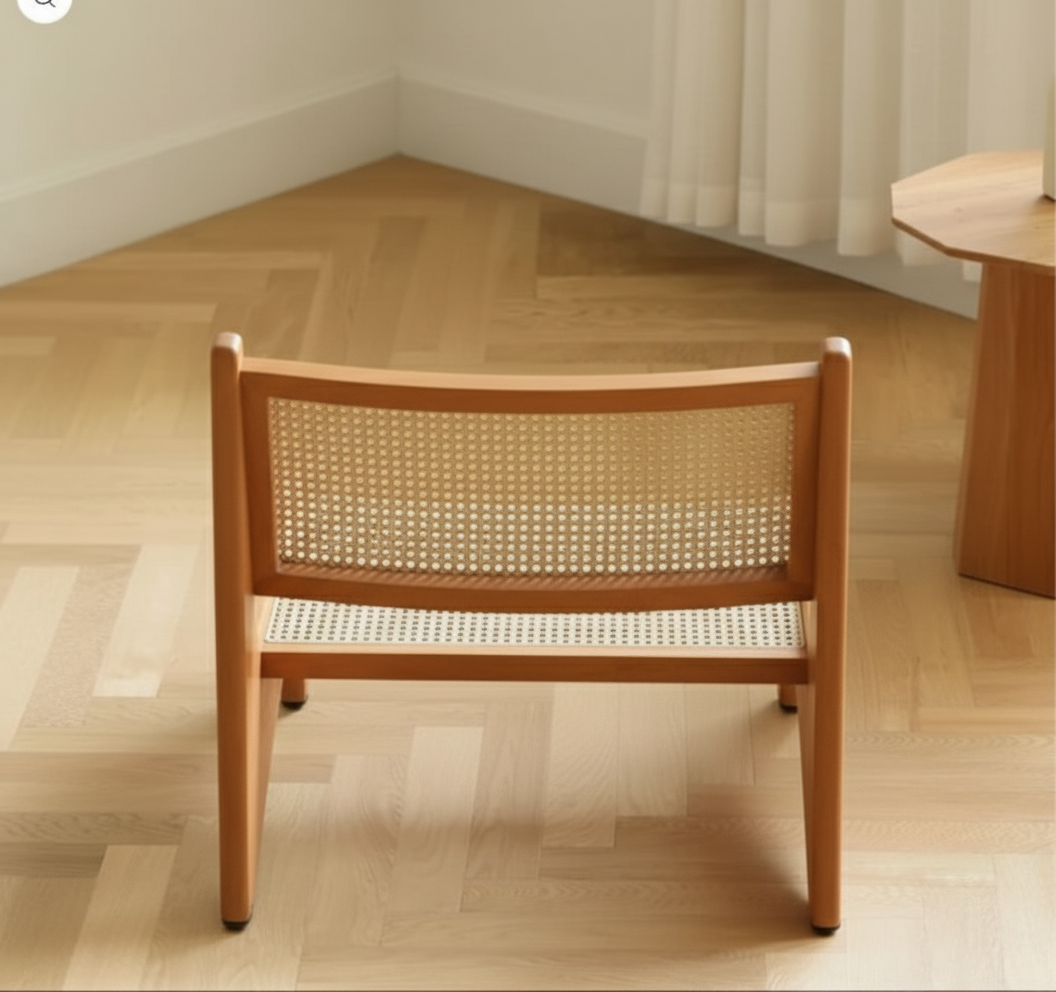 WALNUT RATTAN ACCENT CHAIR