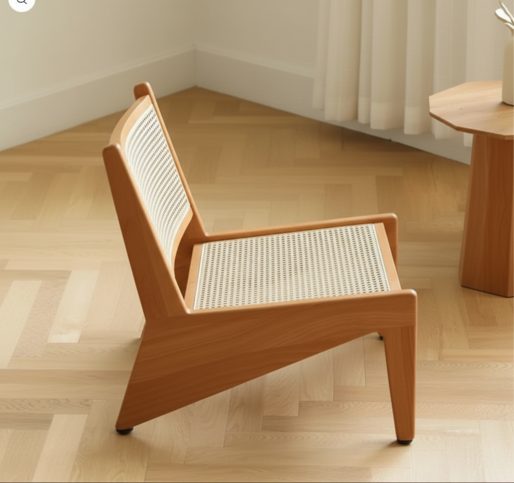 WALNUT RATTAN ACCENT CHAIR