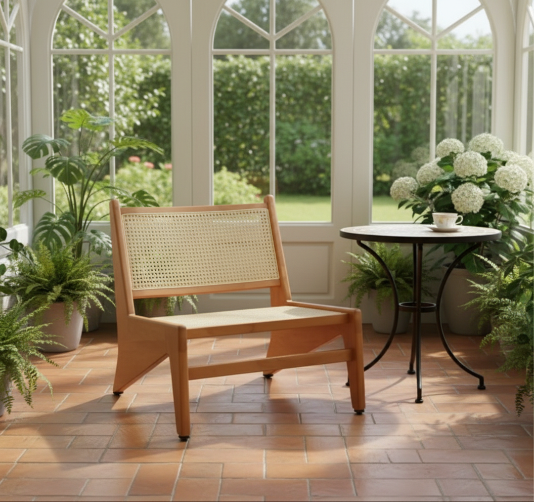 WALNUT RATTAN ACCENT CHAIR