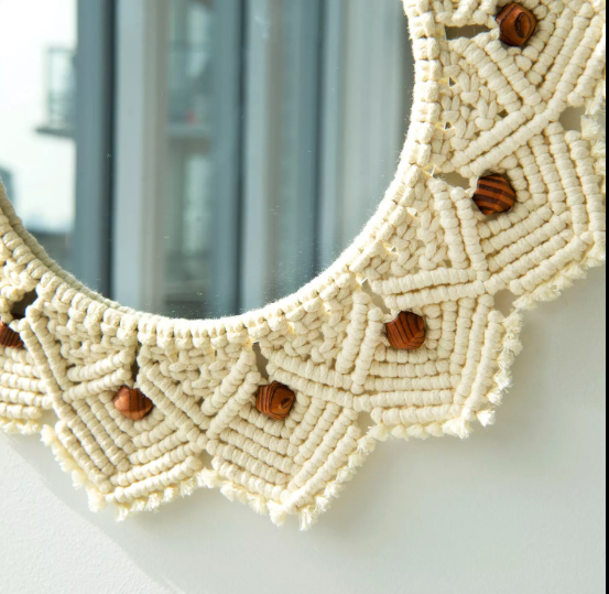 SET OF 3 MULTICOLOR MACRAME WALL MIRRORS