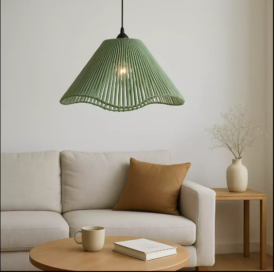 DOME-SHAPED HANDWOVEN COTTON PENDANT LAMP