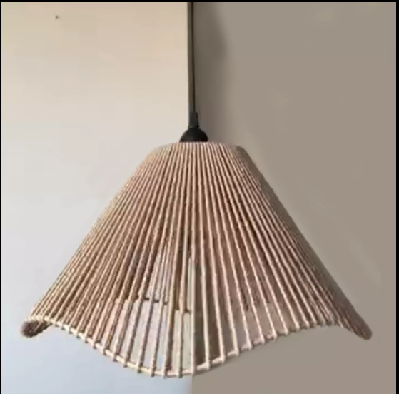 HANDWOVEN BEIGE COTTON PENDANT LAMP