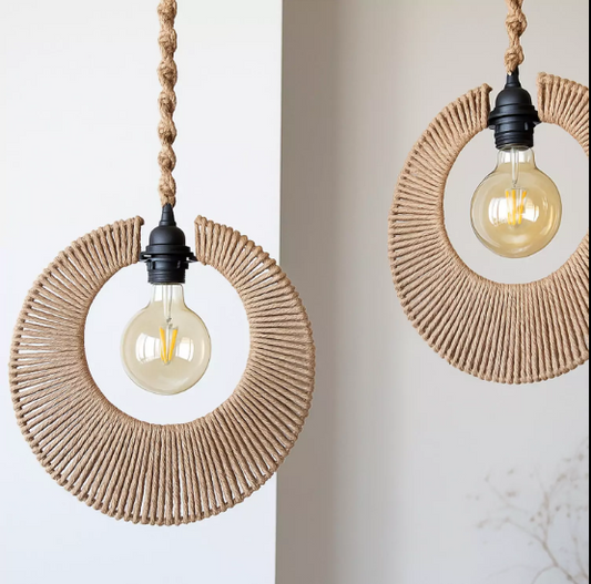 CRESCENT RING COTTON ROPE PENDANT LAMP