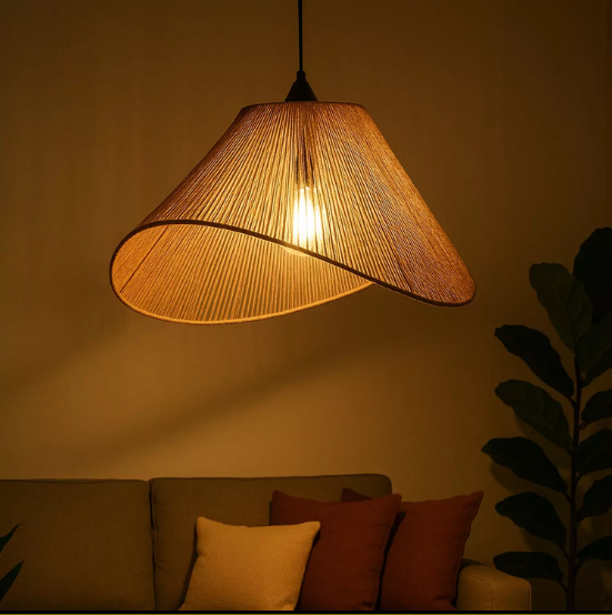 ASYMMETRICAL WOVEN COTTON ROPE PENDANT LAMP