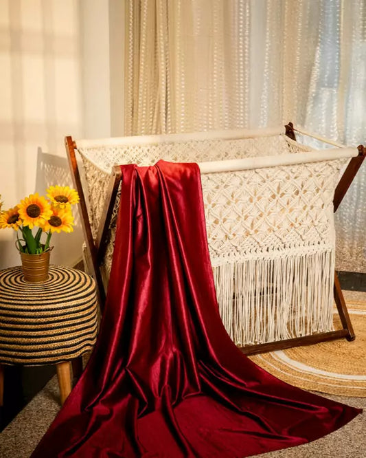 HANDMADE MACRAME WOODEN BABY CRADLE