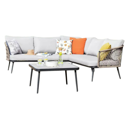 OUTDOOR L-SHAPE ALL WEATHER HANDWOVEN ROPE SOFA SET