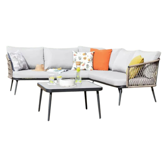 OUTDOOR L-SHAPE ALL WEATHER HANDWOVEN ROPE SOFA SET