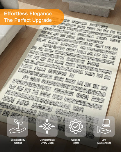HOMEKNIT TEXT SCRIPT IVORY MICROFIBER RUG