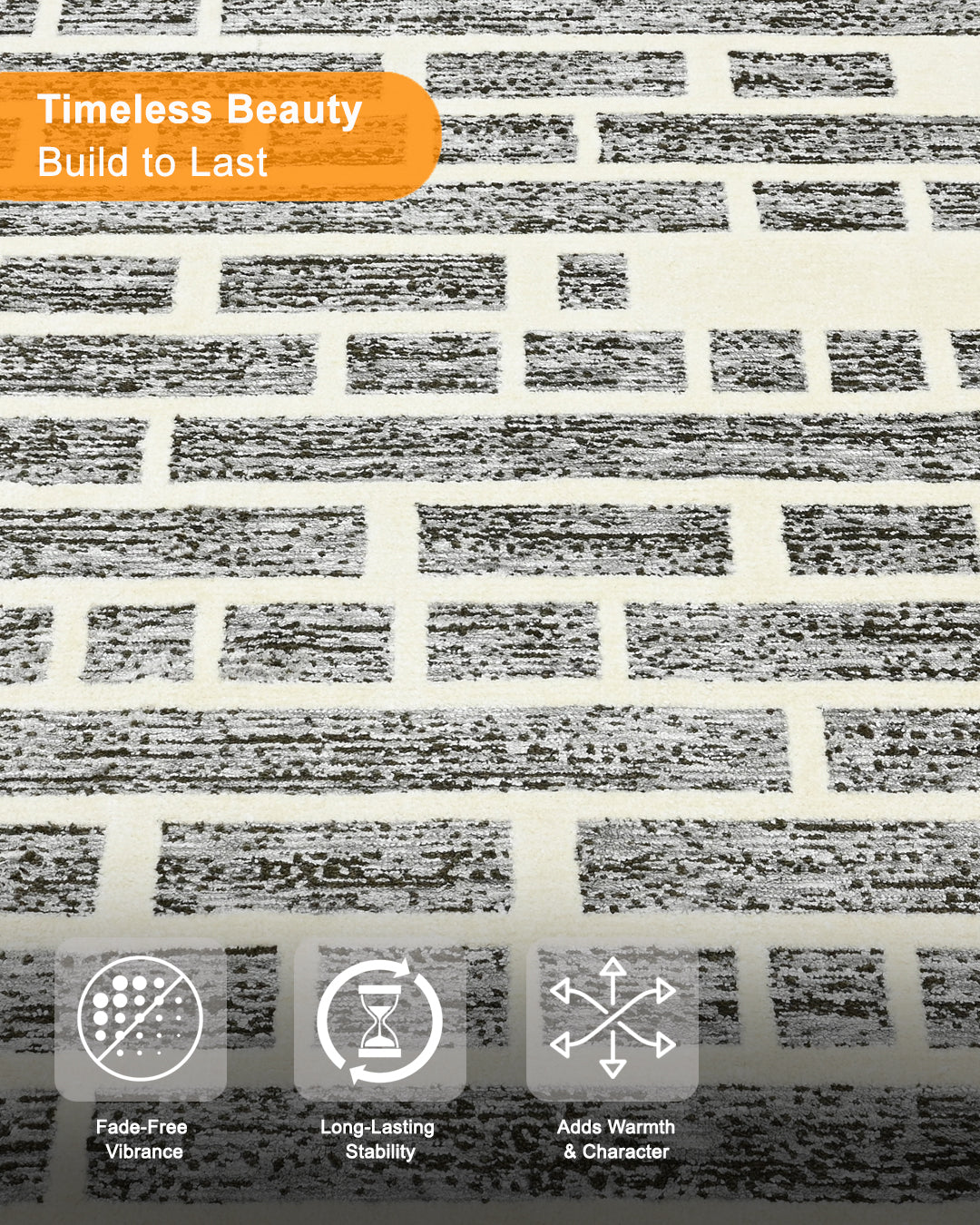 HOMEKNIT TEXT SCRIPT IVORY MICROFIBER RUG